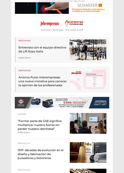Newsletter Ascensores y Montacargas Newsletter Ascensores y Montacargas