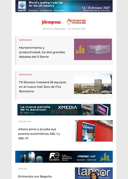 Newsletter Ascensores y Montacargas