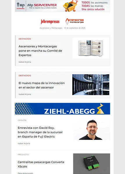 Newsletter Ascensores y Montacargas Newsletter Ascensores y Montacargas