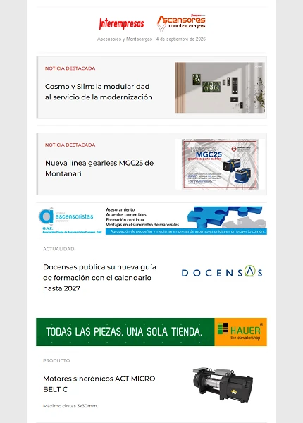 Newsletter Ascensores y Montacargas