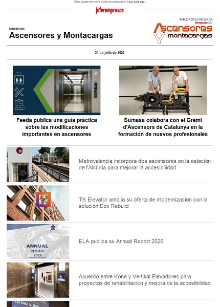 Newsletter Ascensores y Montacargas Newsletter Ascensores y Montacargas
