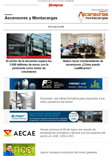 Newsletter Ascensores y Montacargas Newsletter Ascensores y Montacargas
