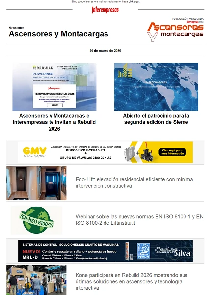 Newsletter Ascensores y Montacargas Newsletter Ascensores y Montacargas