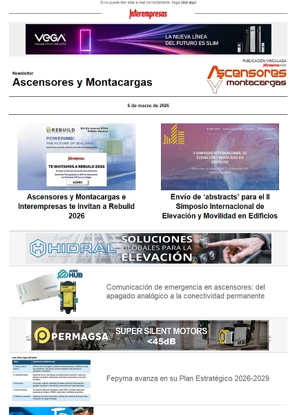 Newsletter Ascensores y Montacargas