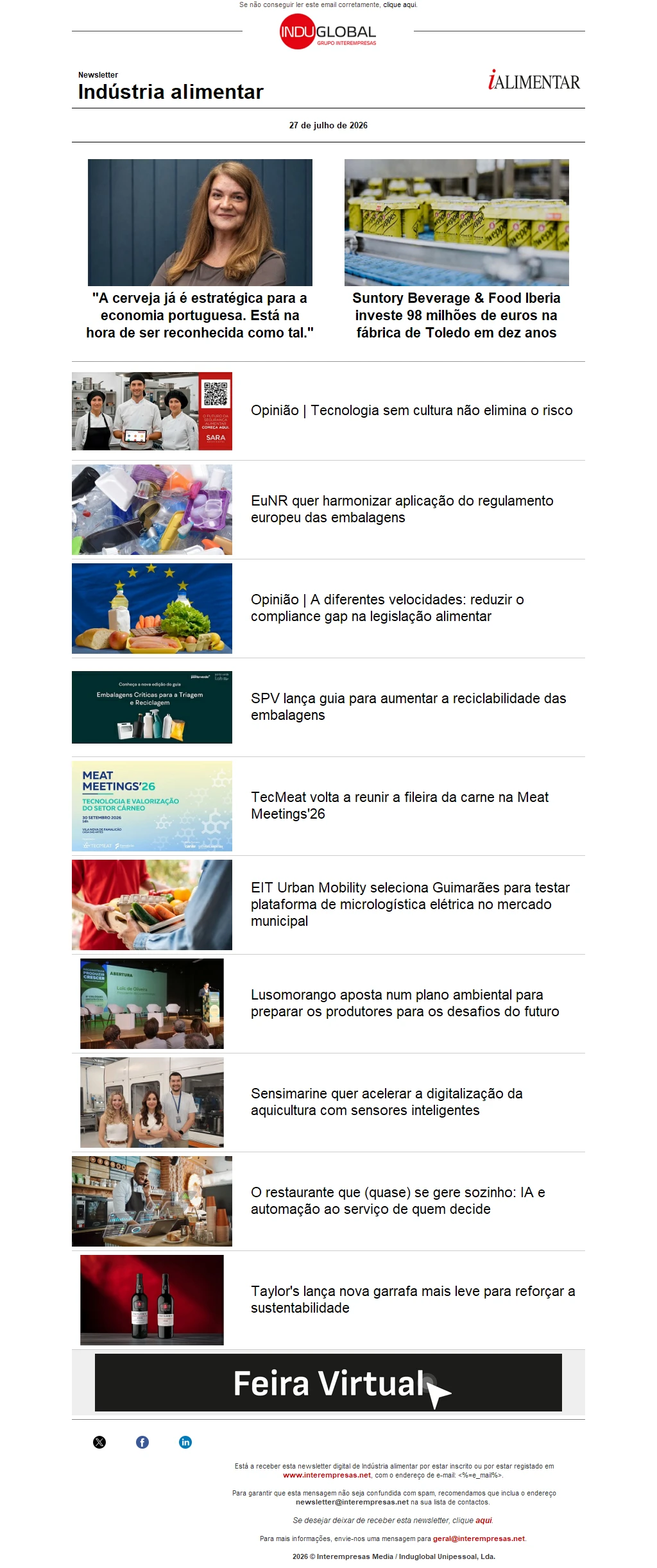 Newsletter iAlimentar