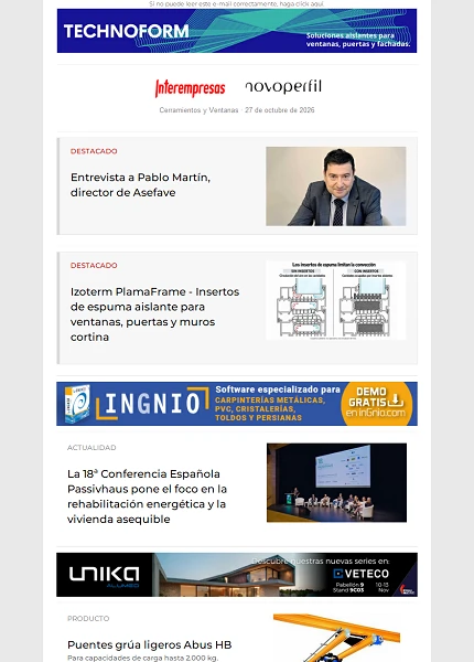 Newsletter Cerramientos y Ventanas