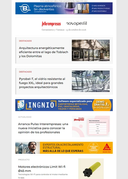 Newsletter Cerramientos y Ventanas Newsletter Cerramientos y Ventanas