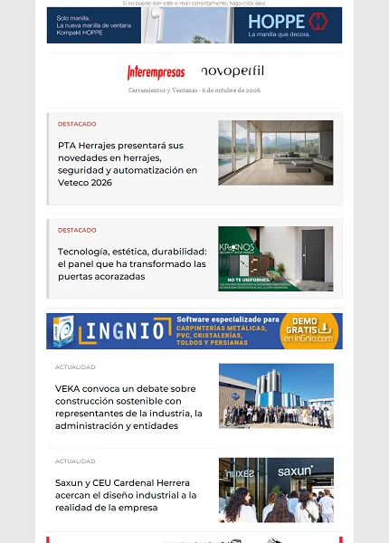 Newsletter Cerramientos y Ventanas
