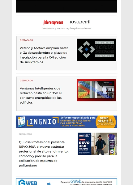 Newsletter Cerramientos y Ventanas
