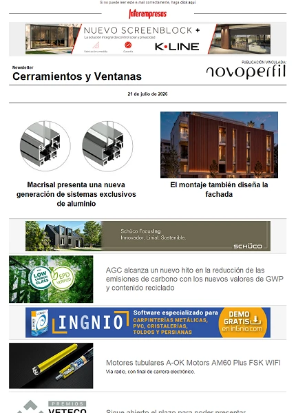 Newsletter Cerramientos y Ventanas Newsletter Cerramientos y Ventanas