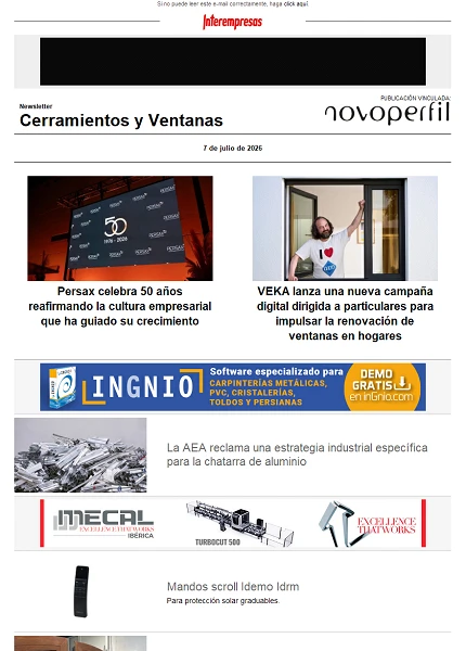 Newsletter Cerramientos y Ventanas