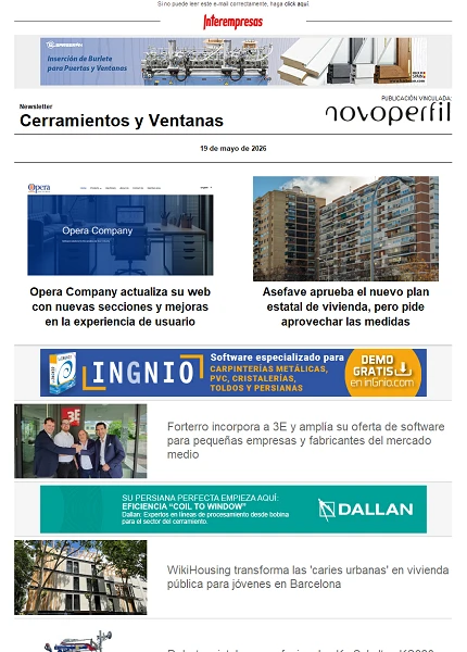 Newsletter Cerramientos y Ventanas