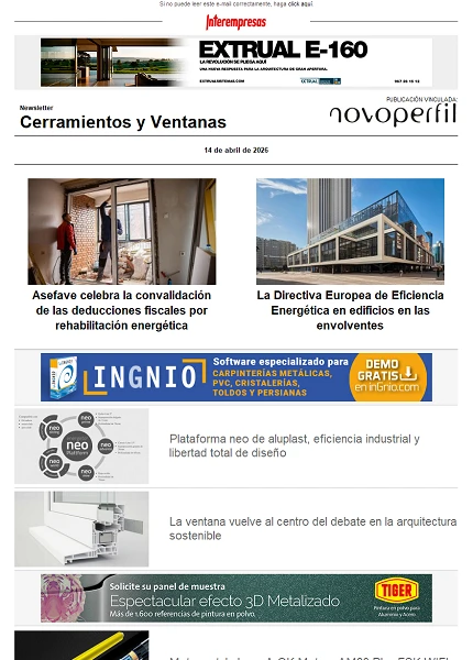 Newsletter Cerramientos y Ventanas Newsletter Cerramientos y Ventanas
