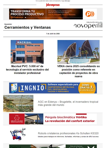 Newsletter Cerramientos y Ventanas