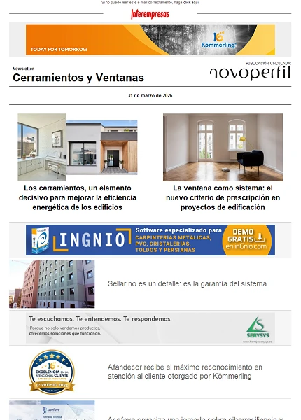 Newsletter Cerramientos y Ventanas