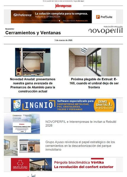Newsletter Cerramientos y Ventanas Newsletter Cerramientos y Ventanas
