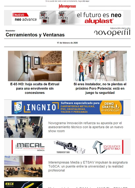 Newsletter Cerramientos y Ventanas