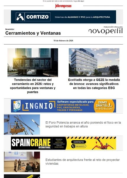 Newsletter Cerramientos y Ventanas