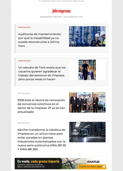 Newsletter Equipamiento industrial Newsletter Equipamiento industrial
