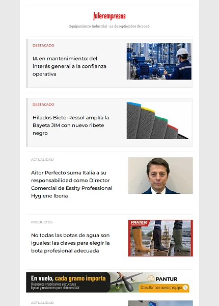 Newsletter Equipamiento industrial Newsletter Equipamiento industrial