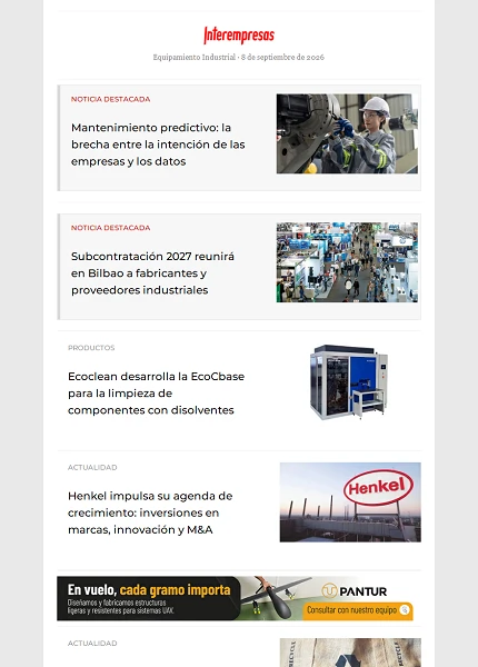 Newsletter Equipamiento industrial