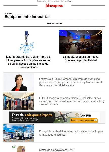 Newsletter Equipamiento industrial Newsletter Equipamiento industrial