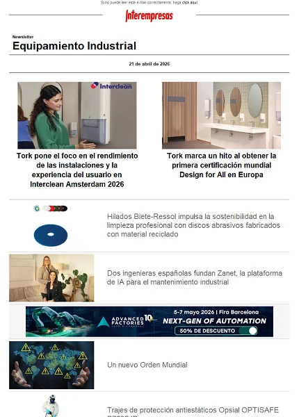 Newsletter Equipamiento industrial