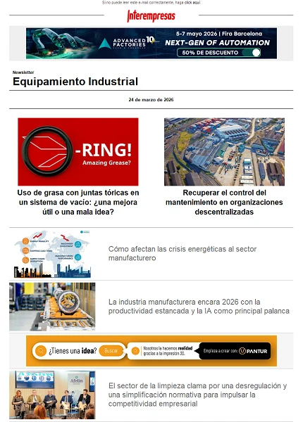 Newsletter Equipamiento industrial