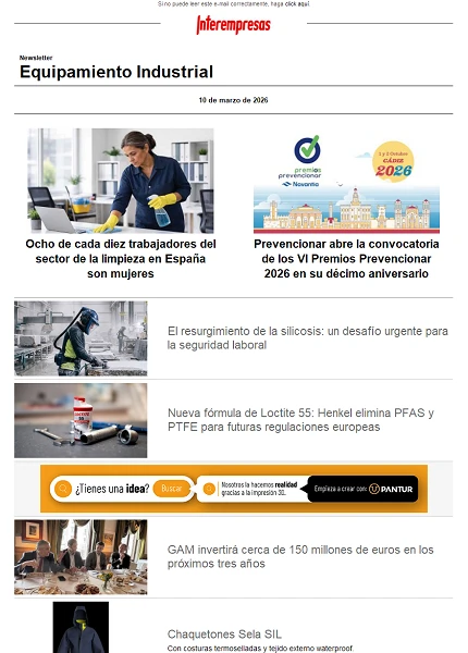 Newsletter Equipamiento industrial