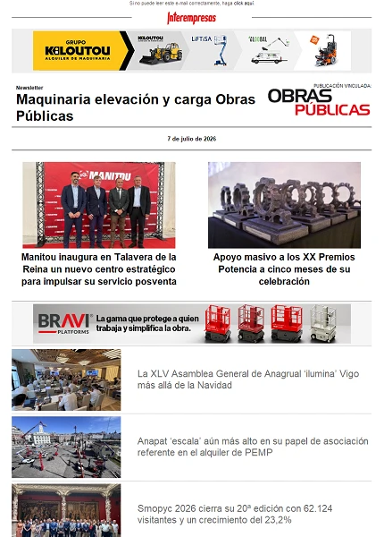 Newsletter Maquinaria elevación y carga Obras Públicas