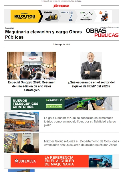 Newsletter Maquinaria elevación y carga Obras Públicas