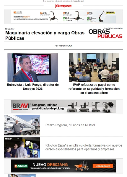 Newsletter Maquinaria elevación y carga Obras Públicas