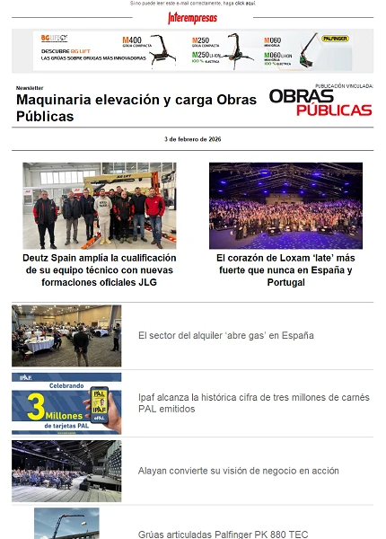 Newsletter Maquinaria elevación y carga Obras Públicas Newsletter Maquinaria elevación y carga Obras Públicas