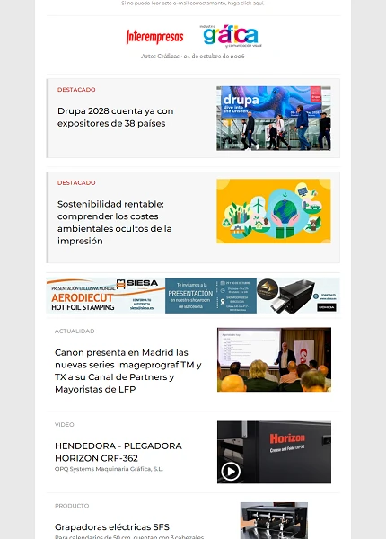 Newsletter Artes Gráficas Newsletter Artes Gráficas