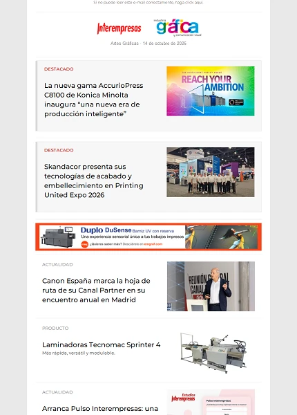 Newsletter Artes Gráficas Newsletter Artes Gráficas