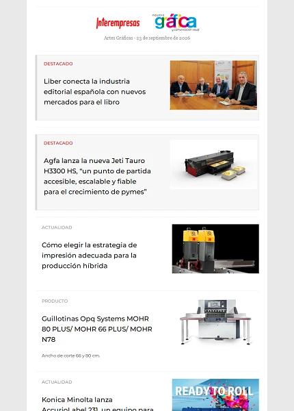 Newsletter Artes Gráficas