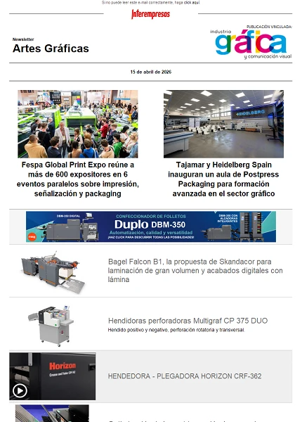 Newsletter Artes Gráficas Newsletter Artes Gráficas