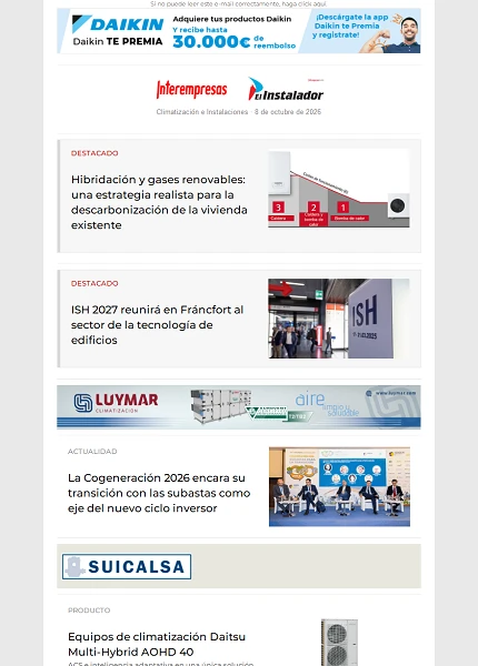 Newsletter Climatización e Instalaciones Newsletter Climatización e Instalaciones