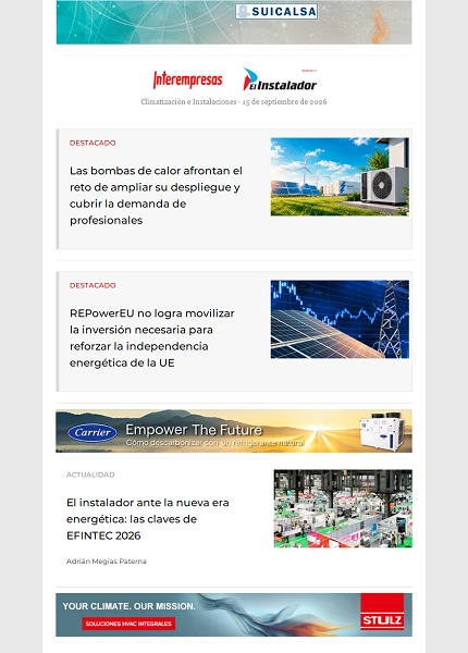 Newsletter Climatización e Instalaciones Newsletter Climatización e Instalaciones