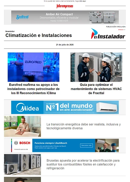 Newsletter Climatización e Instalaciones Newsletter Climatización e Instalaciones