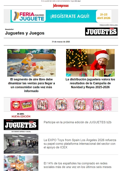 Newsletter de Juguetes y Juegos (JuguetesB2B)