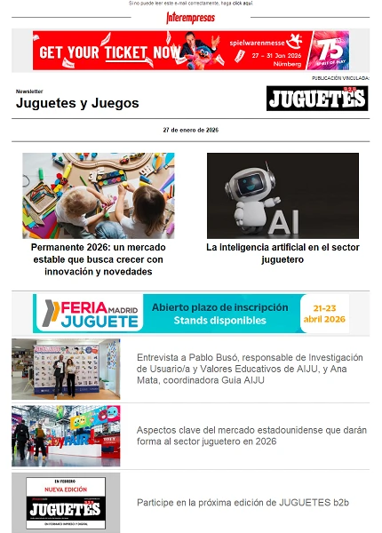 Newsletter de Juguetes y Juegos (JuguetesB2B)