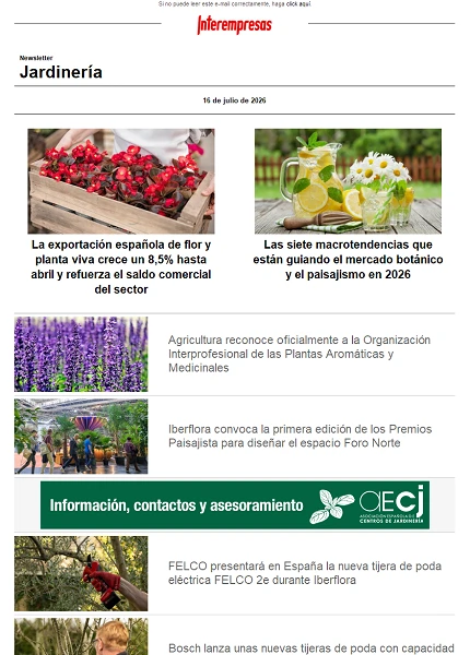 Newsletter Jardinería