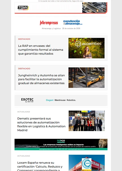 Newsletter Almacenaje y Logística Newsletter Almacenaje y Logística