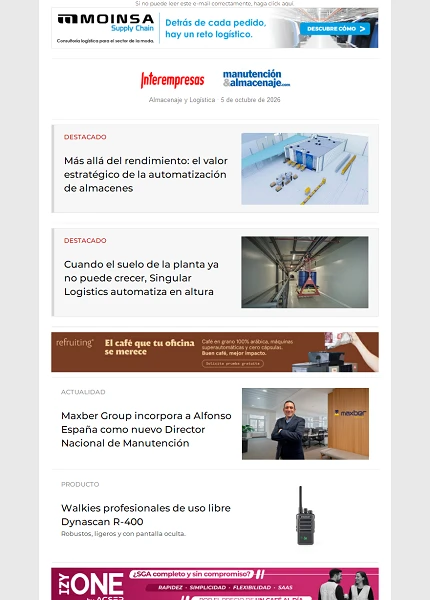 Newsletter Almacenaje y Logística Newsletter Almacenaje y Logística