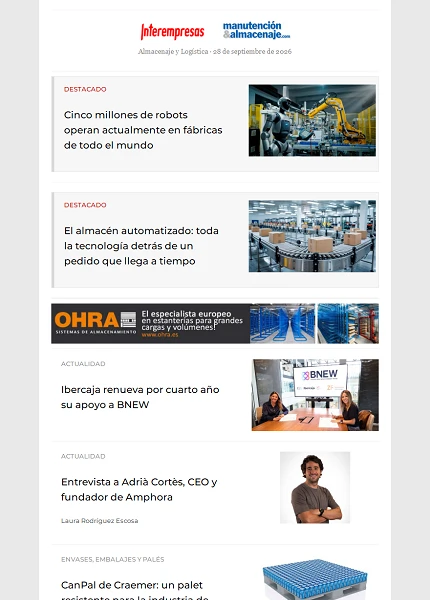 Newsletter Almacenaje y Logística Newsletter Almacenaje y Logística