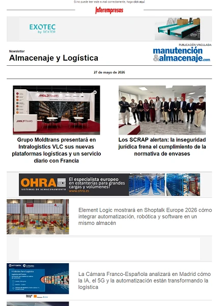 Newsletter Almacenaje y Logística Newsletter Almacenaje y Logística