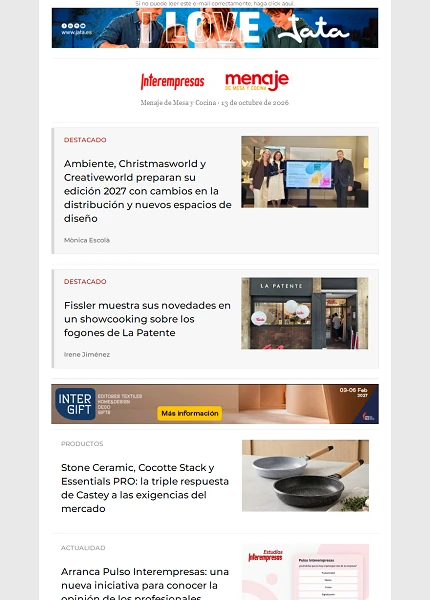 Newsletter Menaje de Mesa y Cocina Newsletter Menaje de Mesa y Cocina