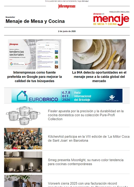 Newsletter Menaje de Mesa y Cocina