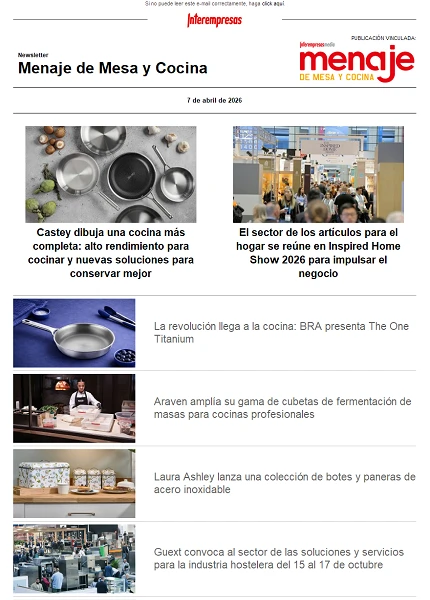 Newsletter Menaje de Mesa y Cocina